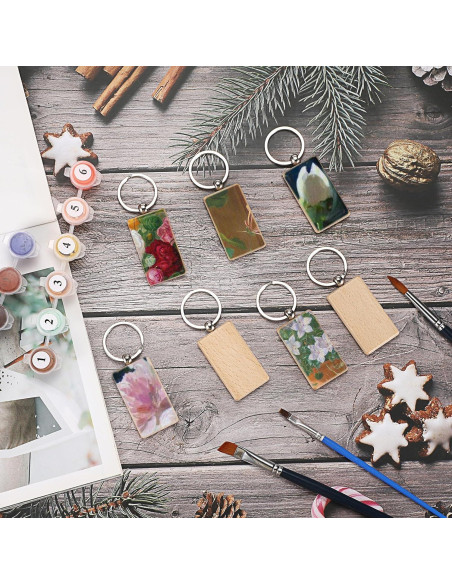 200 Etiquetas de Llave de Madera JUXYES para Grabado 56x32mm