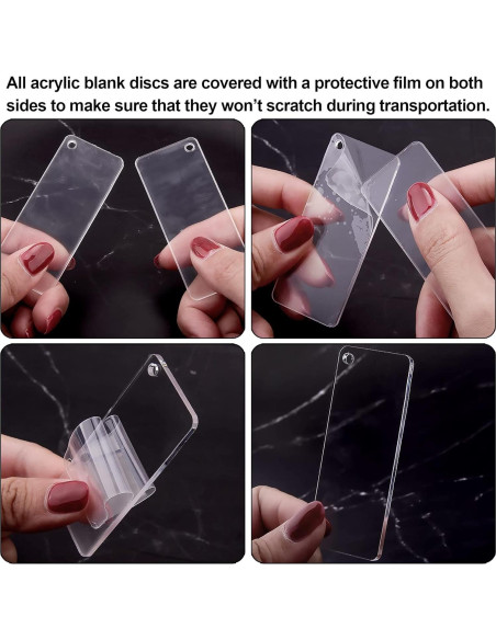 Conjunto de 120 Blanks de Llaveros Acrílicos Duufin 7x3cm