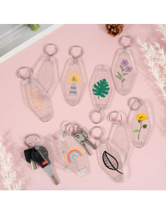 Yoption 50 Llaveros de Motel Transparentes con Brillo 8.9x4.5cm 2