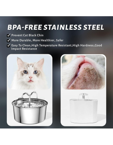Fuente de Agua para Gatos DOOOB 3.2L Acero Inoxidable 8 Filtros