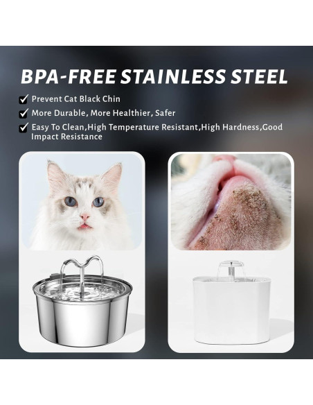 Fuente de Agua para Gatos DOOOB 3.2L Acero Inoxidable 8 Filtros