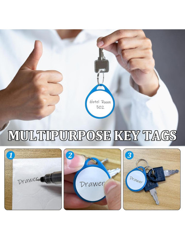 100 Etiquetas de Llave Redondas Philbinden 3.81 cm Azul