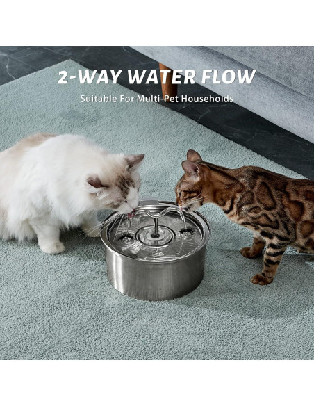 Fuente de Agua para Gatos DOOOB 3.2L Acero Inoxidable 8 Filtros