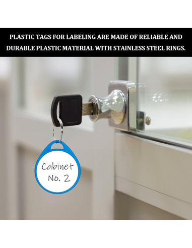 100 Etiquetas de Llave Redondas Philbinden 3.81 cm Azul