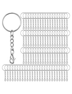 Kit de Llaveros Sasylvia 100 Pcs Metal Plateado Manualidades