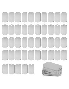 Paquete de 50 Etiquetas Metálicas en Blanco Aluminio 5x3cm