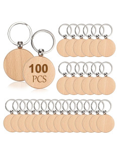 Etiquetas de Llave de Madera JUXYES 100 PCS Redondas 40mm