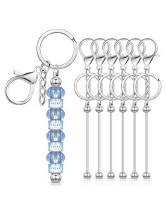 Huwena 6 Llaveros Personalizables de Metal Plata para DIY