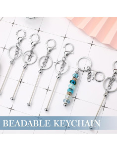 Huwena 6 Llaveros Personalizables de Metal Plata para DIY 2