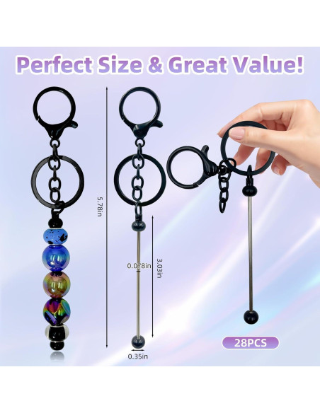 Kit de Llaveros Beadable DNLEGULI - 28 Piezas en Negro Kit de Llaveros Beadable DNLEGULI - 28 Piezas en Negro