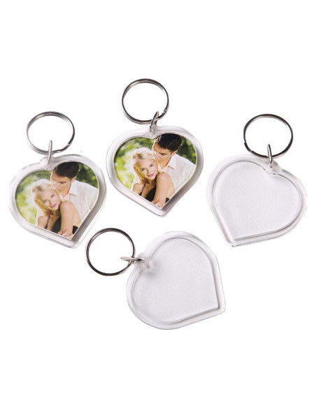 25 Llavero Transparente Corazón Personalizado 5x5cm Hisght