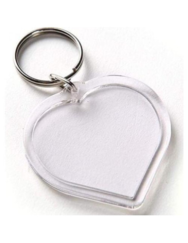 25 Llavero Transparente Corazón Personalizado 5x5cm Hisght