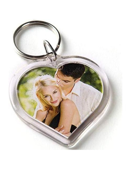 25 Llavero Transparente Corazón Personalizado 5x5cm Hisght