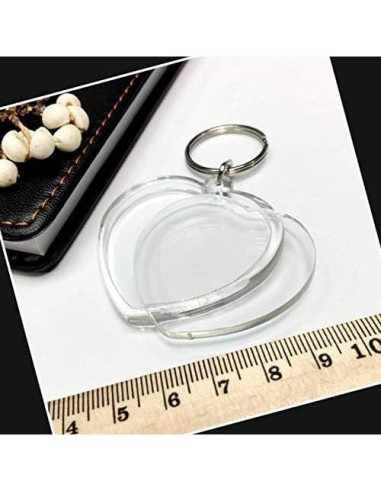 25 Llavero Transparente Corazón Personalizado 5x5cm Hisght