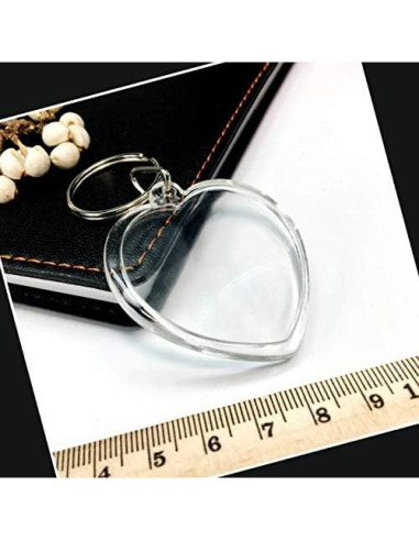 25 Llavero Transparente Corazón Personalizado 5x5cm Hisght