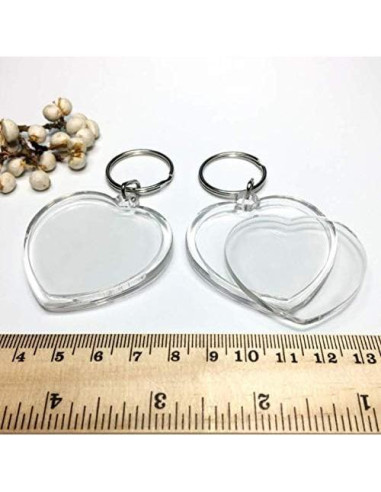 25 Llavero Transparente Corazón Personalizado 5x5cm Hisght