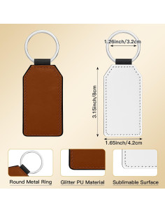 Llaveros de Cuero PU Sublimación 20 Pcs Talltalk Blanco 2