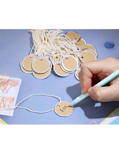 Etiquetas de Etiquetado en Blanco ONLYKXY 50pcs Redondas 3.1cm