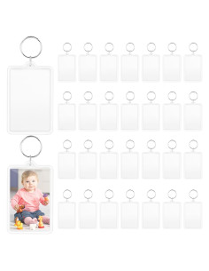 30 Llaveros de Foto Acrílico Transparente 5x7 cm - Kit DIY