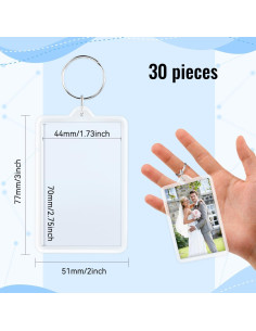 30 Llaveros de Foto Acrílico Transparente 5x7 cm - Kit DIY 2