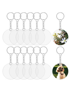 YaeYur 12 Llaveros Acrílicos Blancos 4cm para Manualidades