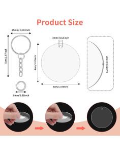 YaeYur 12 Llaveros Acrílicos Blancos 4cm para Manualidades 2