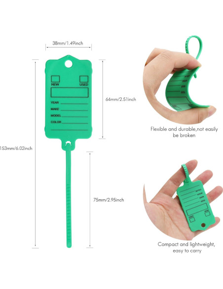 100 Etiquetas de Llave de Coche LeadSeals Verde Autocierre