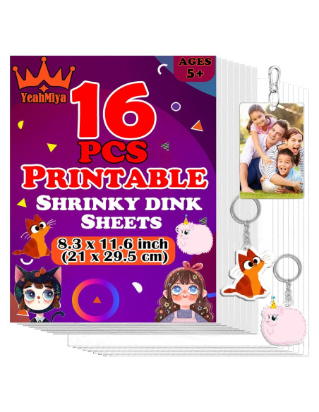16PCS Hojas de Shrinky Dink Imprimibles YeahMiya 21x29.5cm