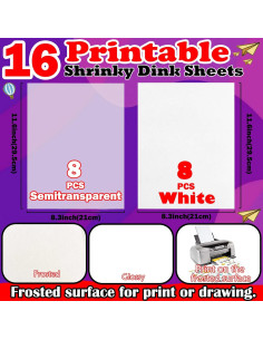 16PCS Hojas de Shrinky Dink Imprimibles YeahMiya 21x29.5cm 2