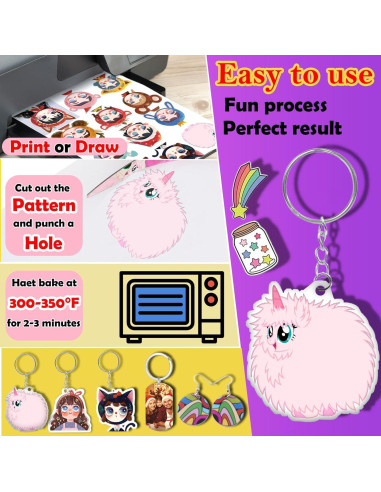 16PCS Hojas de Shrinky Dink Imprimibles YeahMiya 21x29.5cm