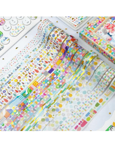 Conjunto de 12 Rollos de Cinta Washi YUBX 15mm x 3m Patrones 2