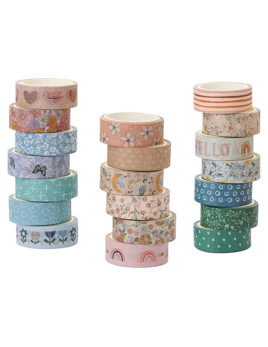 Conjunto de Cinta Washi Boho VIVIQUEN 20 Rollos 15mm x 5m