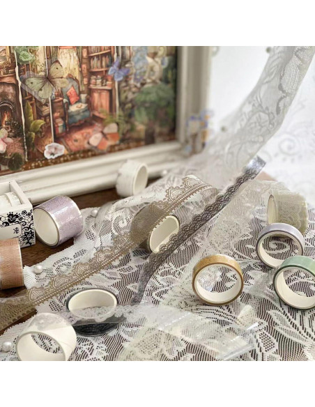 6 Rollos de Cinta Washi de Encaje Songdao - 2m, 28mm a 8mm