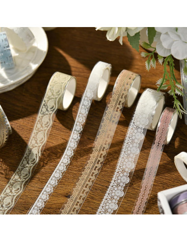 6 Rollos de Cinta Washi de Encaje Songdao - 2m, 28mm a 8mm