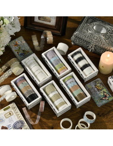 6 Rollos de Cinta Washi de Encaje Songdao - 2m, 28mm a 8mm