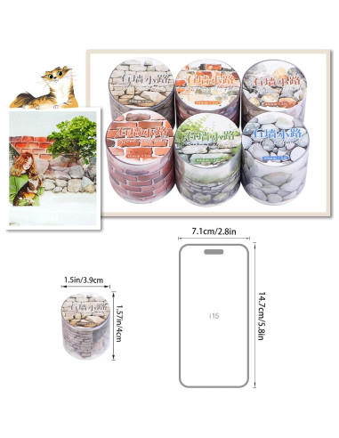 Set de 6 Rollos de Cinta Washi Floral PET 40mm x 2m - th1