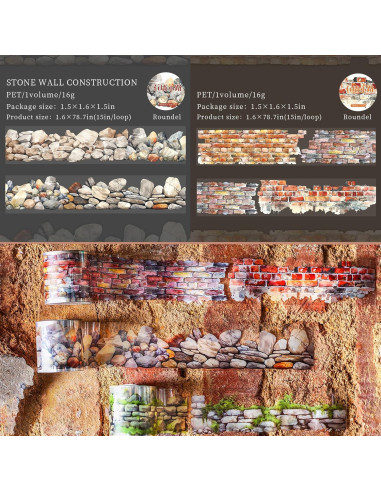 Set de 6 Rollos de Cinta Washi Floral PET 40mm x 2m - th1