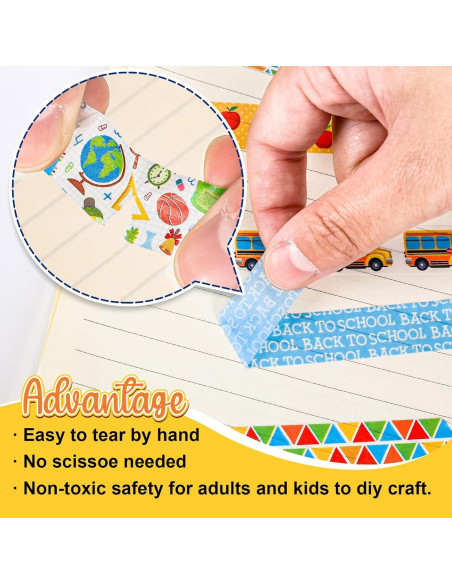 Cinta Washi Escolar 12 Rollos Whaline 1.5cm x 5m Decorativa