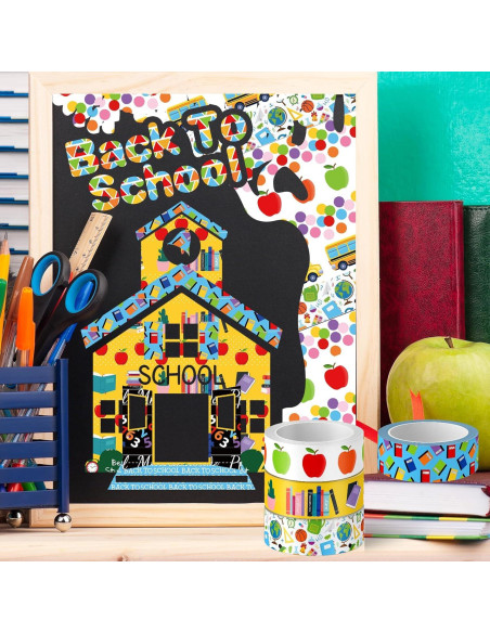 Cinta Washi Escolar 12 Rollos Whaline 1.5cm x 5m Decorativa