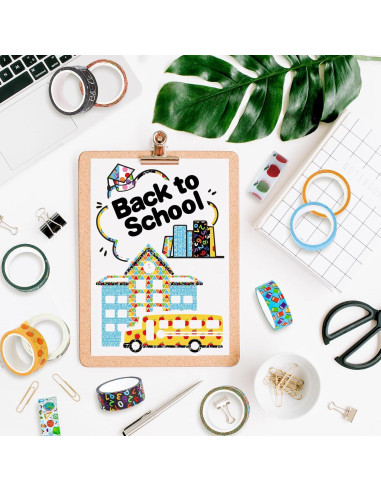 Cinta Washi Escolar 12 Rollos Whaline 1.5cm x 5m Decorativa