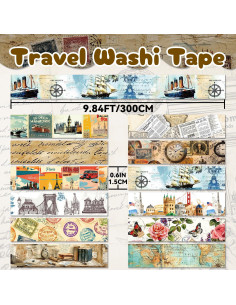 Conjunto de Cinta Washi Vintage Nikomie - 12 Rollos 15mm 2