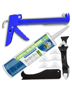 Sellador de Silicona Transparente Pelto 10.1 oz + Pistola