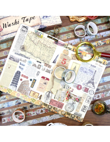 Conjunto de Cinta Washi Vintage Nikomie - 12 Rollos 15mm