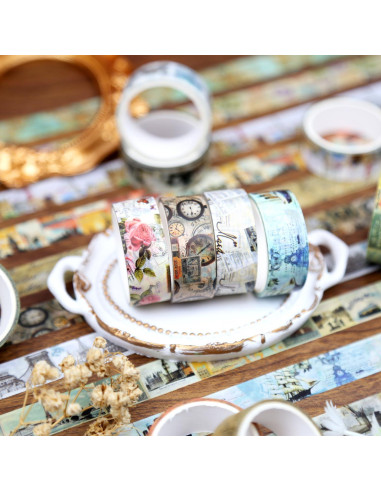Conjunto de Cinta Washi Vintage Nikomie - 12 Rollos 15mm