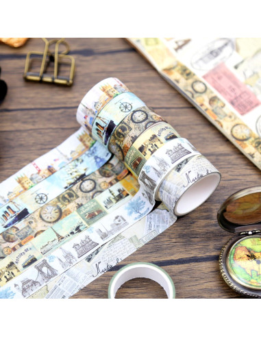 Conjunto de Cinta Washi Vintage Nikomie - 12 Rollos 15mm