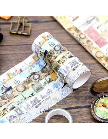 Conjunto de Cinta Washi Vintage Nikomie - 12 Rollos 15mm