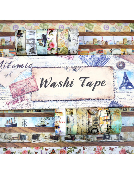 Conjunto de Cinta Washi Vintage Nikomie - 12 Rollos 15mm