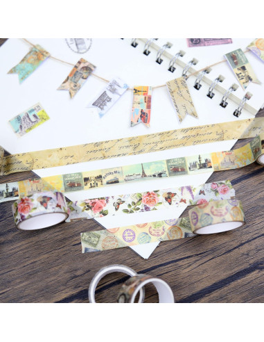 Conjunto de Cinta Washi Vintage Nikomie - 12 Rollos 15mm
