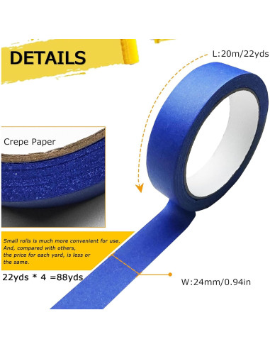 Cinta de Pintor Azul Smaring 4 Rollos 2.4cm x 20.1m Sin Residuo