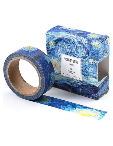 Cinta Washi Colorida Van Gogh 15mm x 7m Sin Residuo